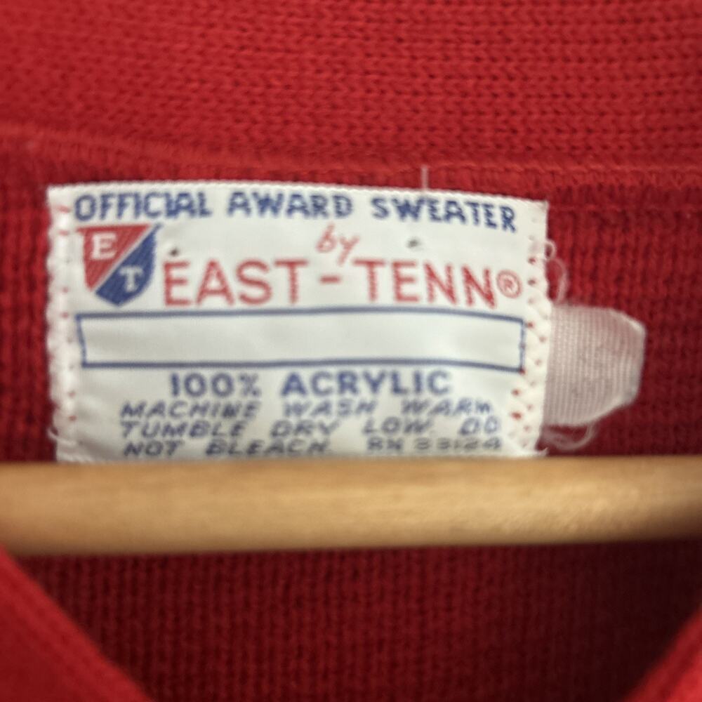 Vintage East-Tenn Award Sweater Womens M 35 RED V Neck‎ Varsity Letterman PT - Picture 3 of 5